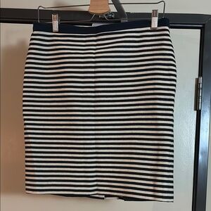 LOFT Navy and White Striped Pencil Skirt